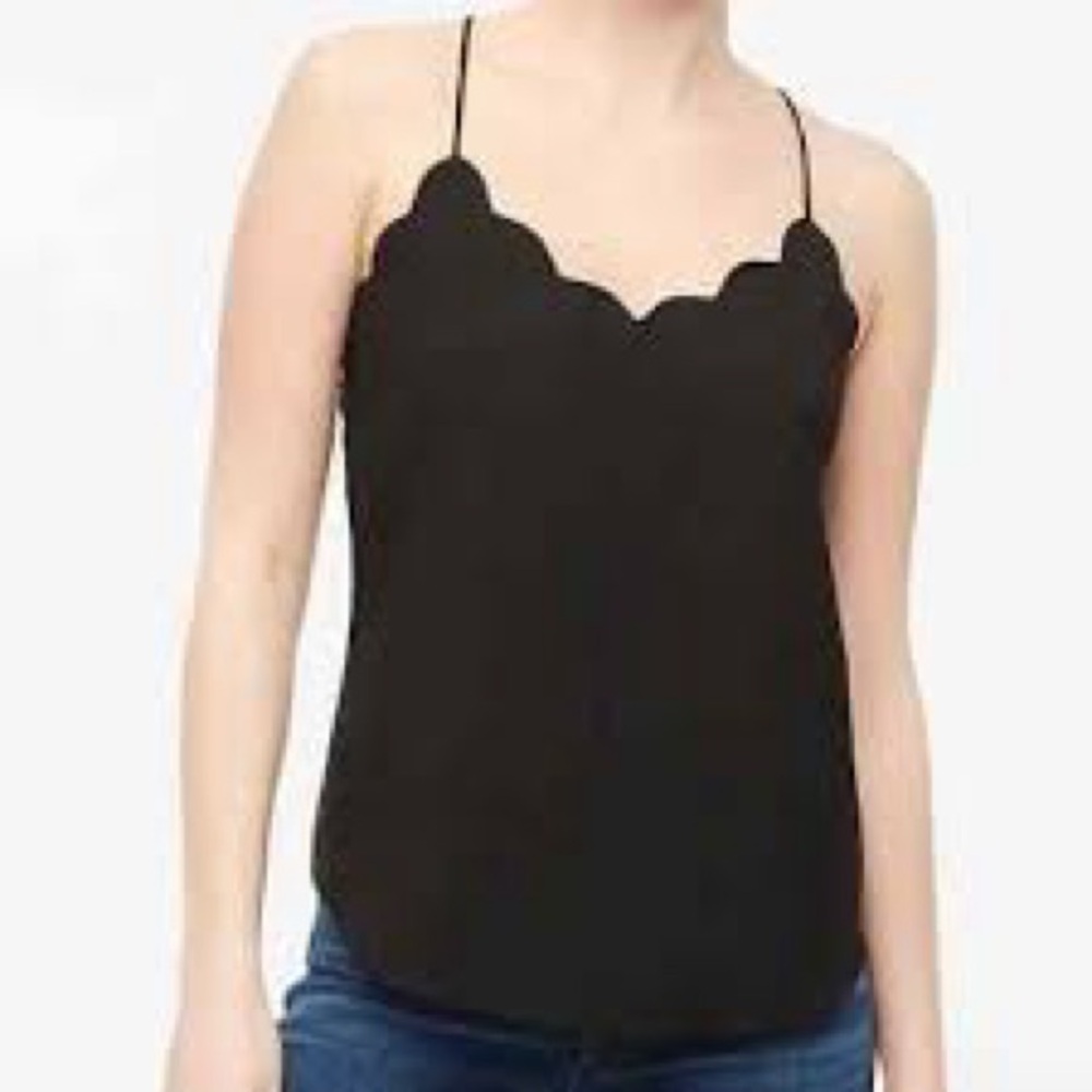 J. Crew Scalloped Black Camisole Top Sz 6